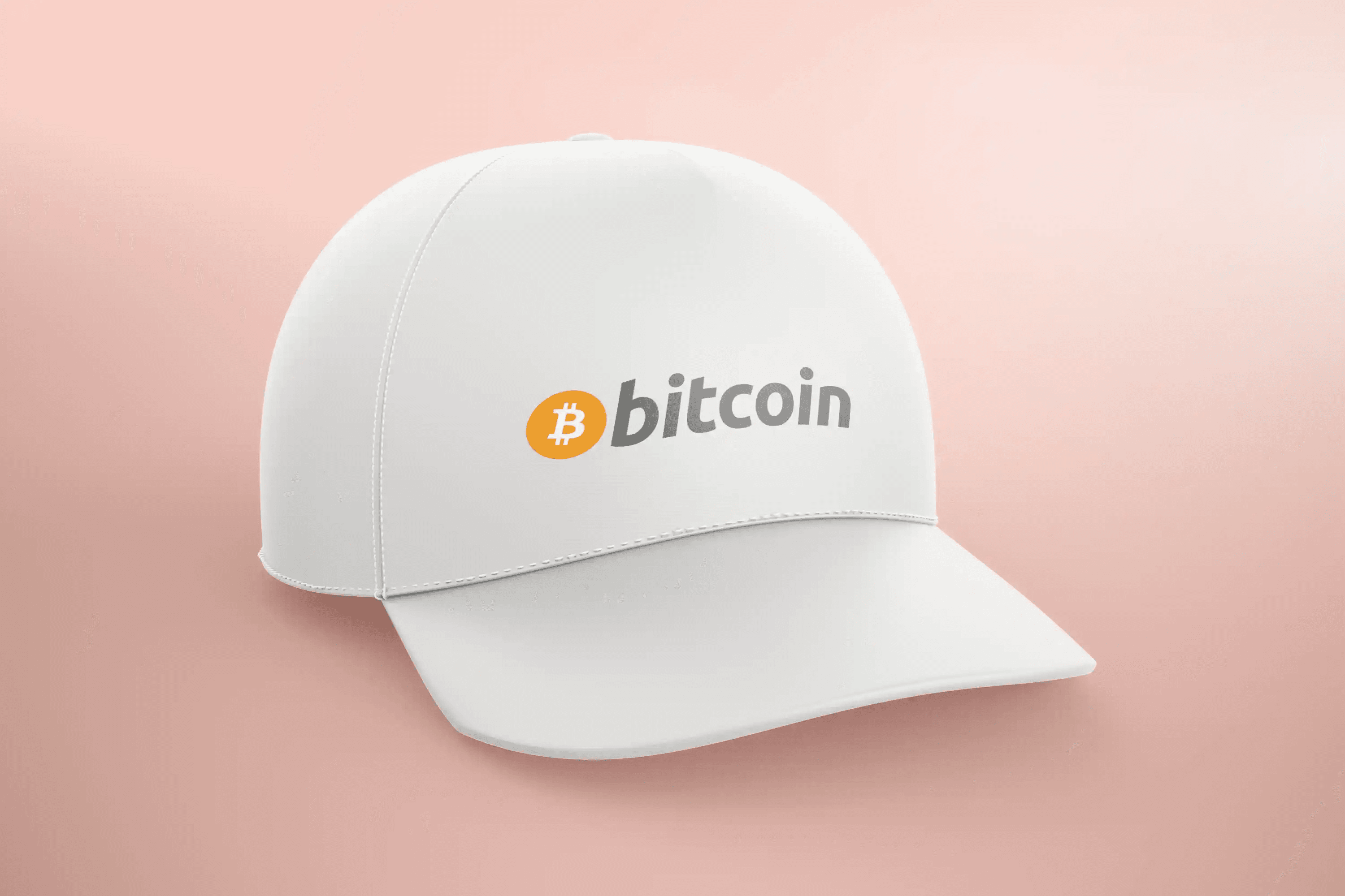 Bitcoin logo və yazı çaplı Kepka Ağ