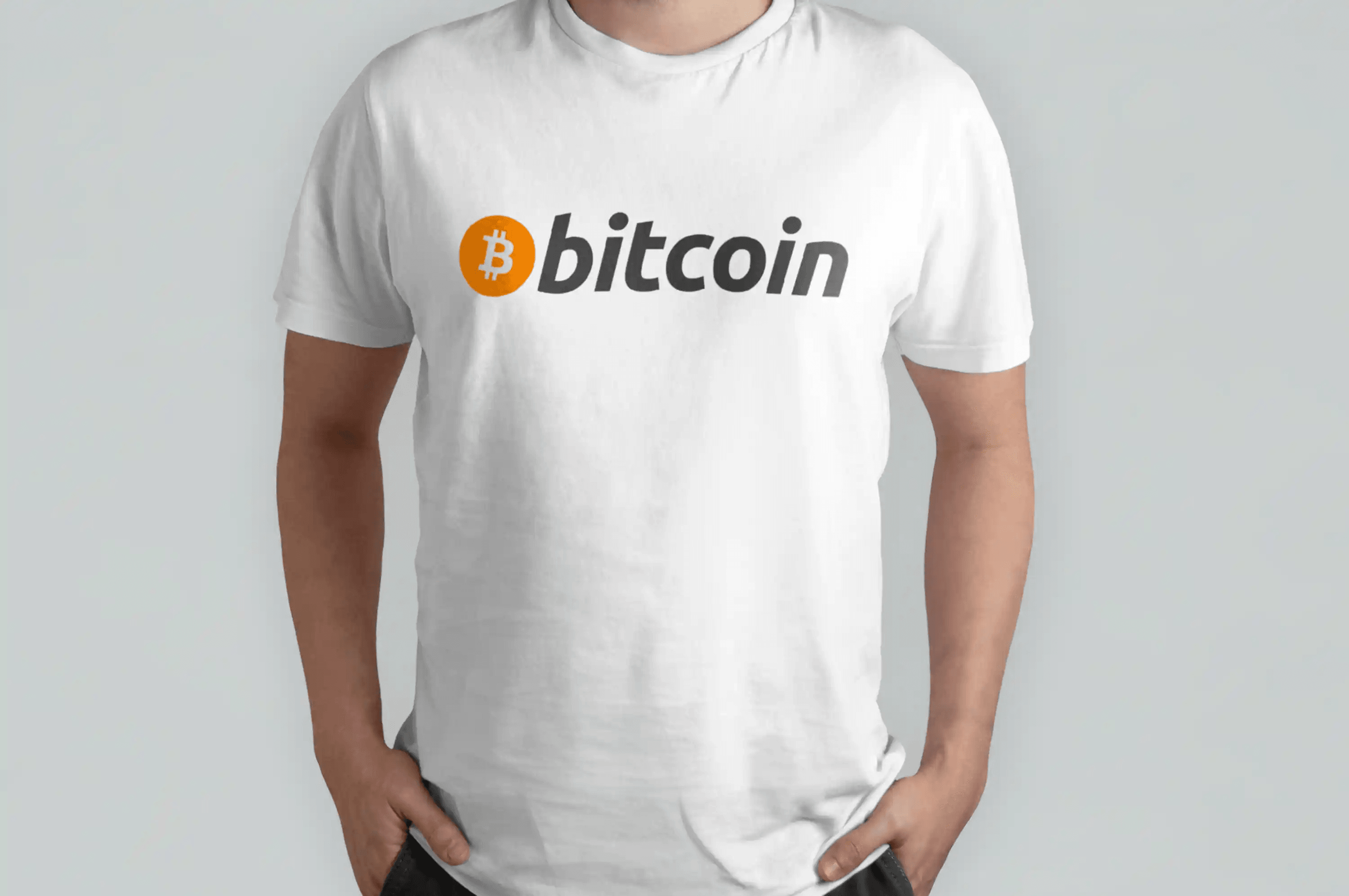 Bitcoin logo və yazı çaplı T-shirt Ağ