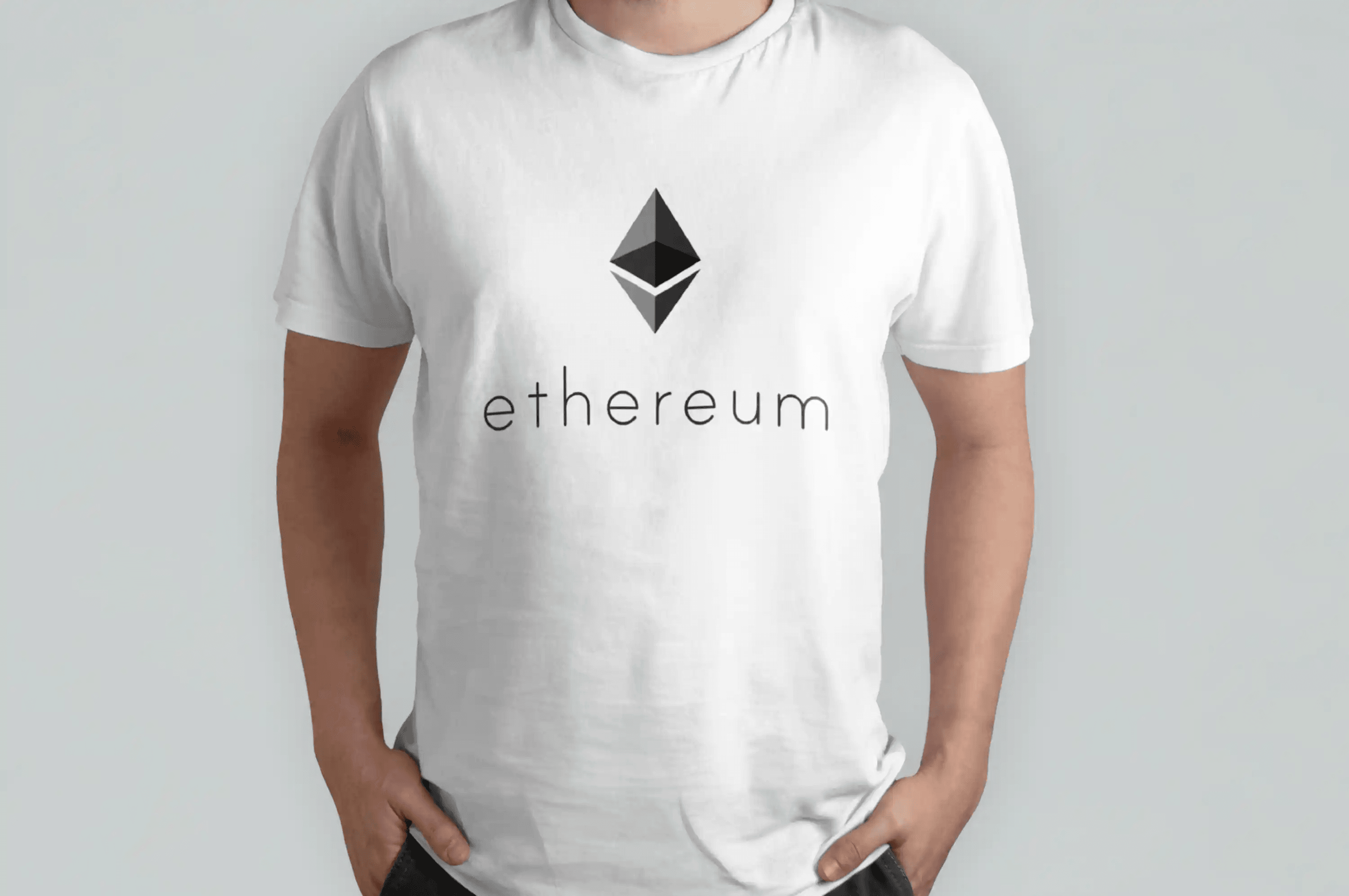 Ethereum logo və yazı çaplı T-shirt Ağ