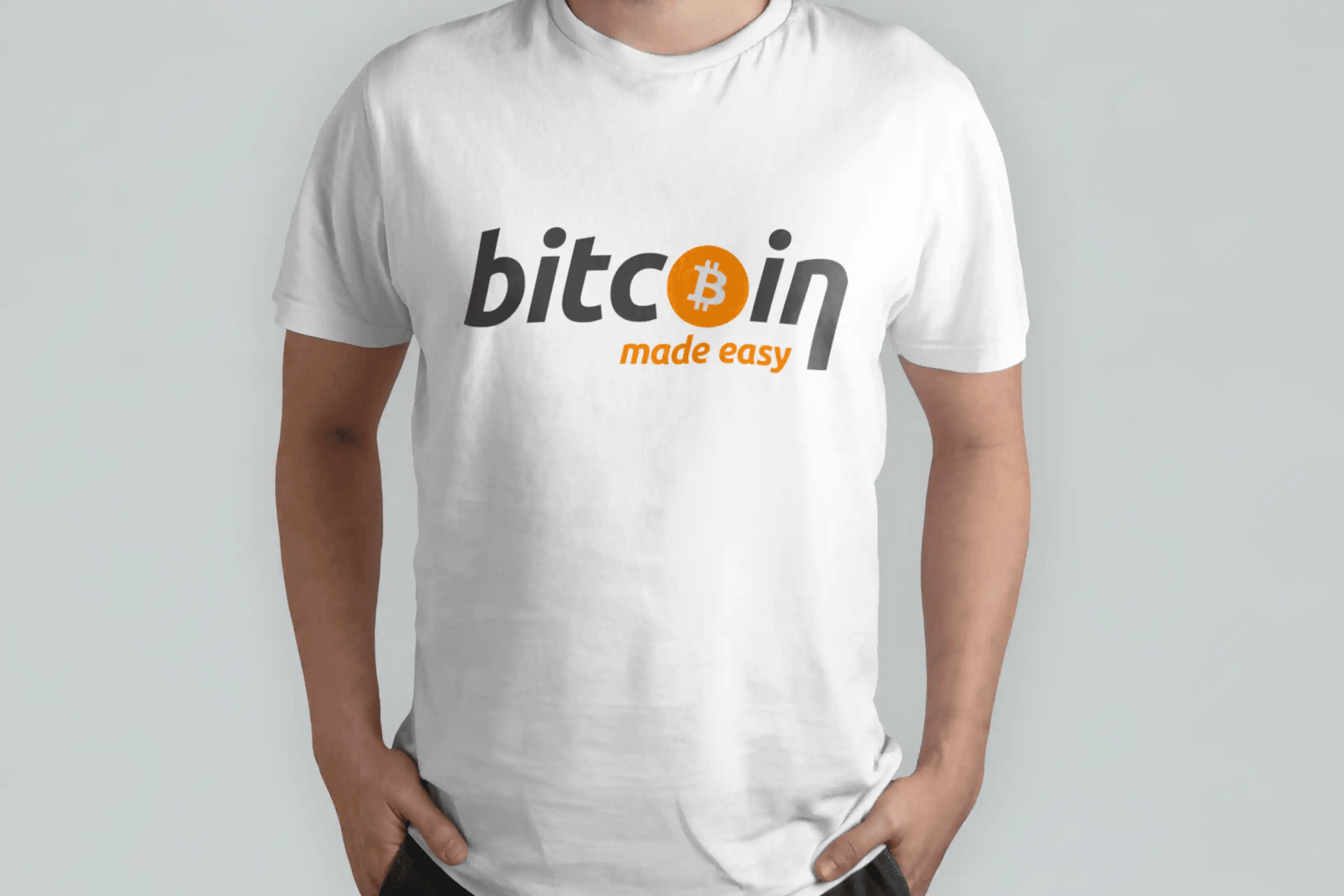 Bitcoin Made Easy logo və yazı çaplı T-shirt Ağ